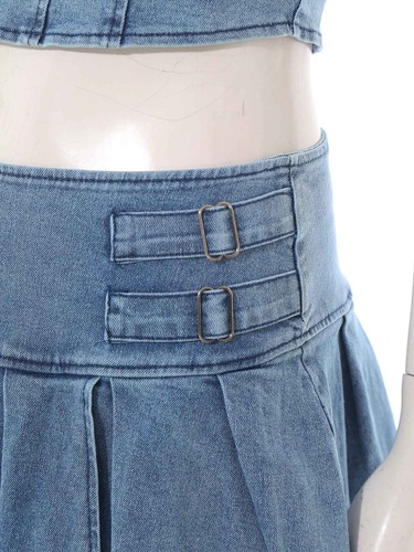 Women Skirt Party Dress Denim Short Outfit Set Jeans Sleeveless 2 Pieces Sexy - Bild 16 von 21