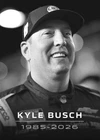 KYLE BUSCH NASCAR LEGEND BLACK & WHITE MEMORIAL FRIDGE MAGNET 5" X 3.5"