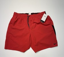 Nike Swim Swim Trunks Shorts Elastic Waist Red Mens Size XXL 9 Nessa482 NWT