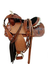 WILDRACE Premium Western Leather Barrel Racing Horse Saddle Suede Seat