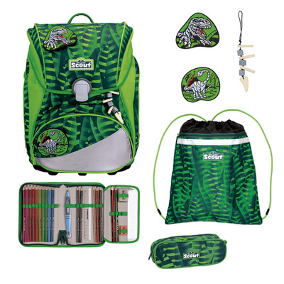 Schulranzen - Set Scout Alpha DIN Danger Dino 4tlg + Snaps