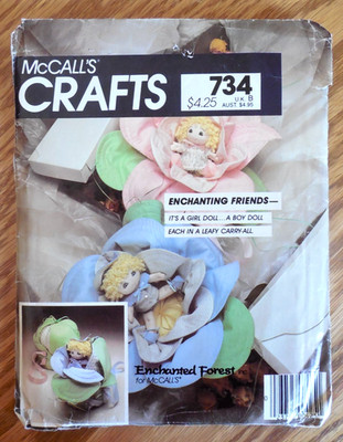 McCall's Crafts Pattern 734 ''Enchanted Forest'' Boy/Girl 8.5'' Doll*Leaf Carry-All