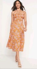 OLD NAVY by Gap ~ Floral Fit & Flare Halter Maxi Midi Dress Large #680
