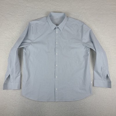 Lululemon Dress Shirt Mens XXL Blue White Striped One Thing At A Time Button Up