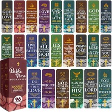 96 Pack Inspirational Bookmarks with Bible Verses - Bulk Religious Gifts