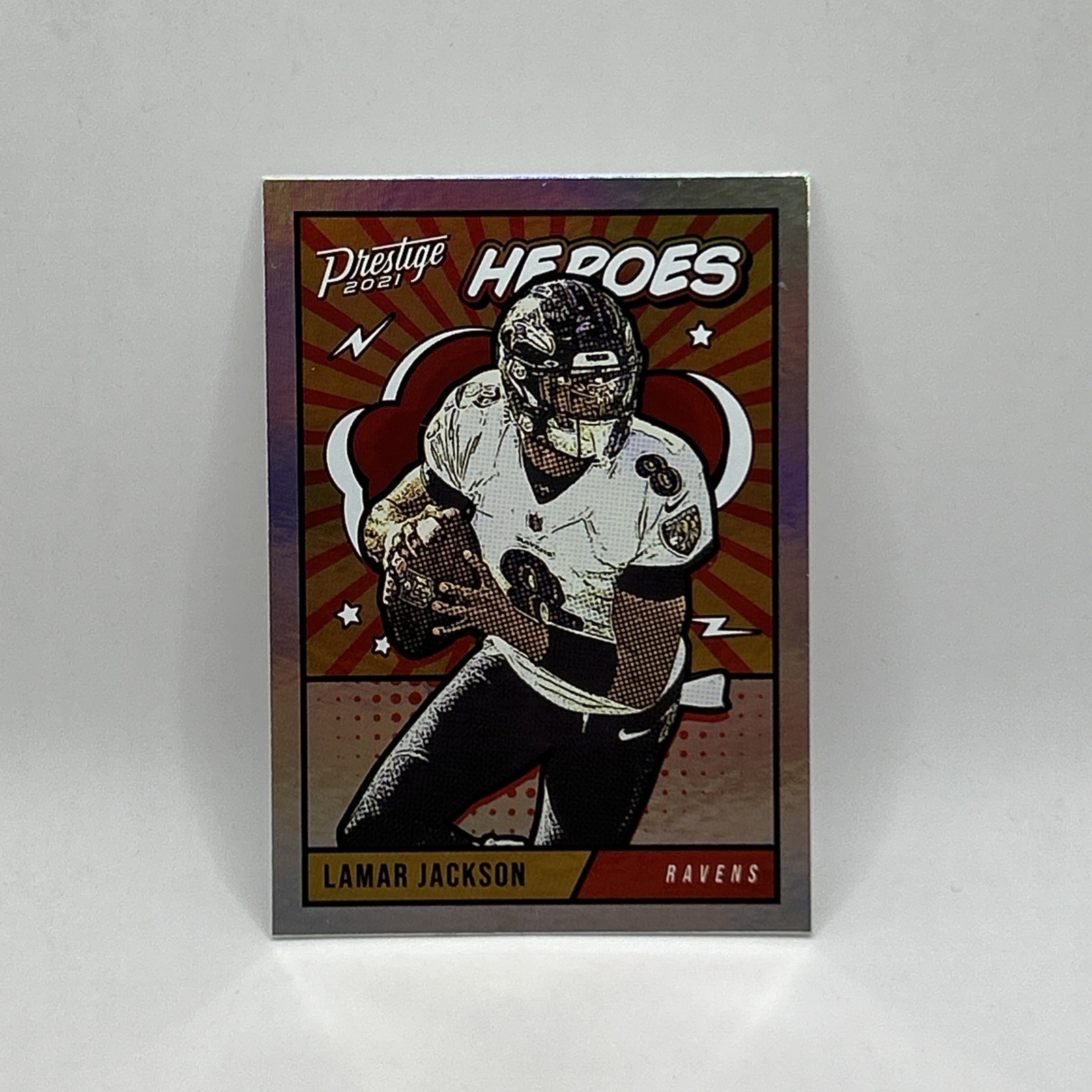 Lamar Jackson Heroes Foil Insert 2021 Panini Prestige Football Card #HE-2 Mint
