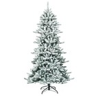 7Ft Premium Hinged Snow Flocked Slim Artificial Christmas Fir Tree w/ Pine Cones