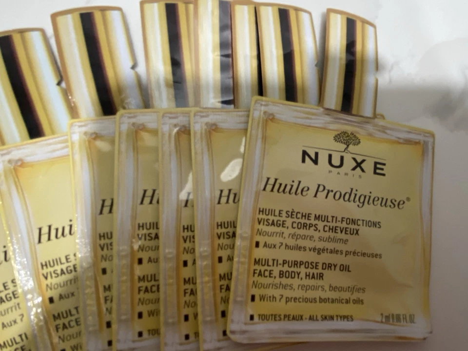 8 New NUXE Huile Prodigieuse Multi-purpose Dry Oil Face Body Hair 0.06 oz Sample - Image 3 of 3
