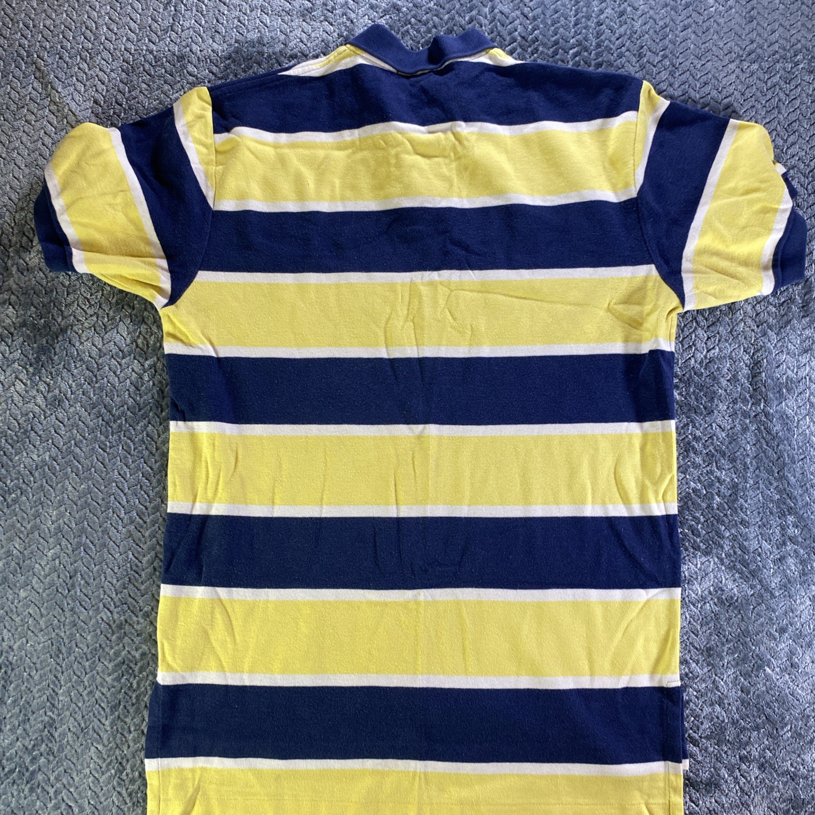 Polo Ralph Lauren Rugby Striped Shirt Mens L Yellow Blue Pony College Vintag thumbnail 5