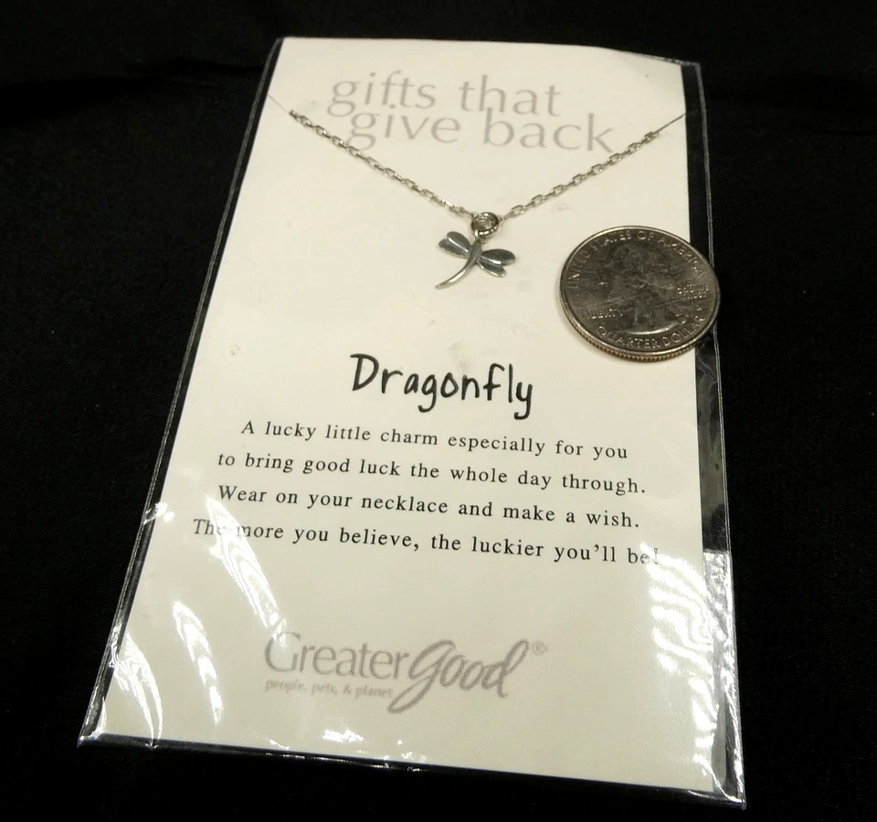 Collar con dije de libélula colgante de peltre bueno mayor Foto 2 de 4