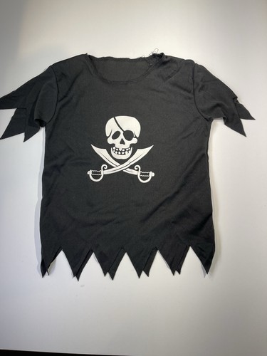 Black Pirate Costume Top Children Size Medium Polyester