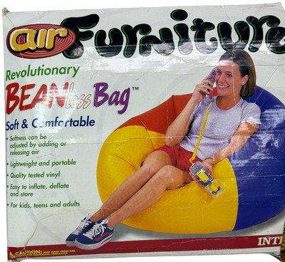 Vintage Intex Air Furniture Beanless Bag Chair Red Blue Yellow Inflatable