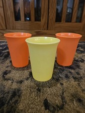 Lot Of 3 Vintage Remake Tupperware Childs Cups Orange And Yellow