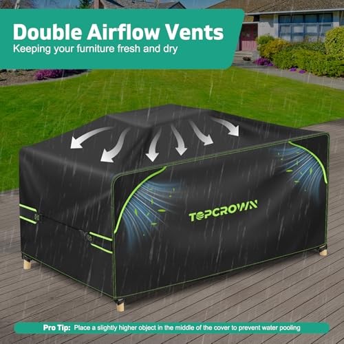 Patio Furniture Covers Rectangular, 74"L x 47"W x 28"H 420D Black+Green - Picture 3 of 6
