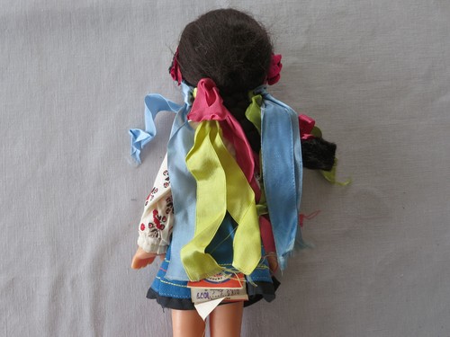 Vintage Soviet CCCP Doll Dessed in Traditional Unkrainian Outfit, 14” Tall - Afbeelding 7 van 11