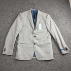 Vince Camuto Suit Jacket Blazer Mens 36S Wool Slim Fit Wedding Gray Check Formal