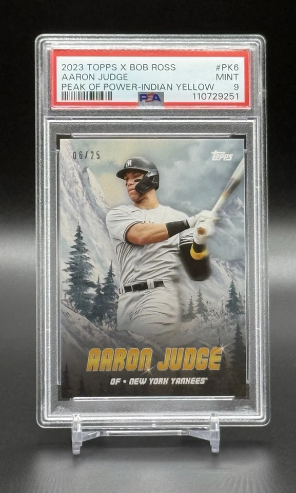 2023 Topps X Bob Ross Joy Baseball Peaks of Power Aaron Judge Yellow /25 PSA 9 - Image 3 of 4