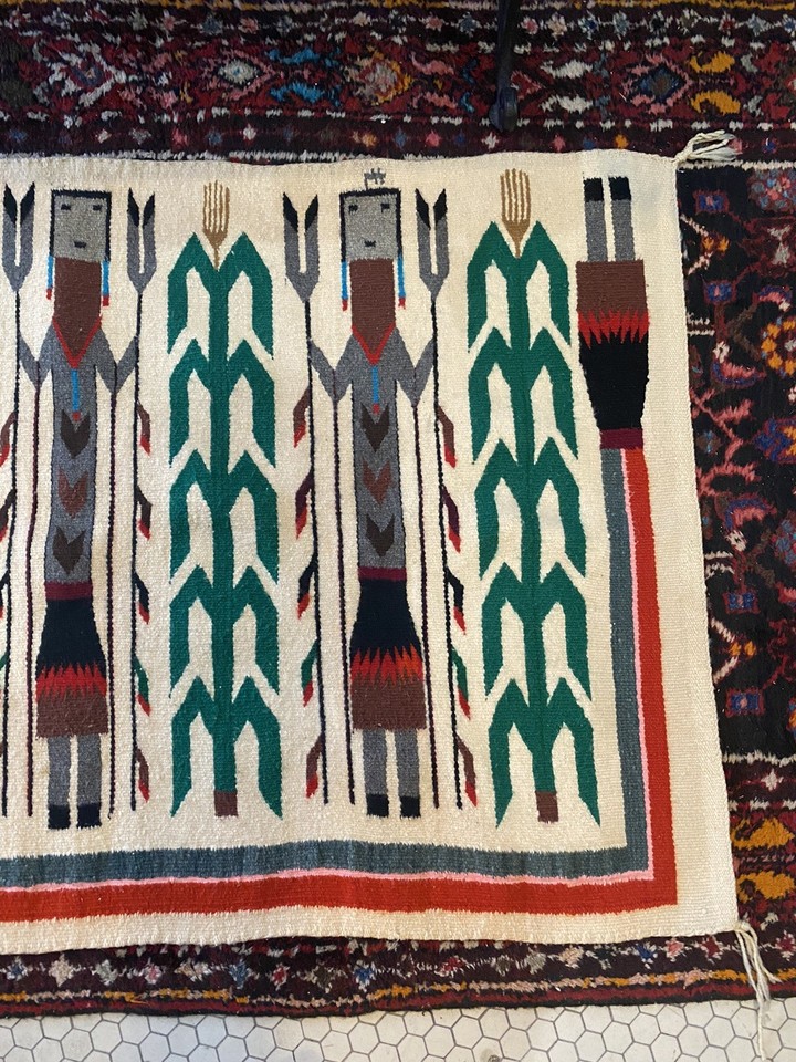 Handmade Navajo Native American Indian Yei Rug Vintage 1960s 49.5 ...