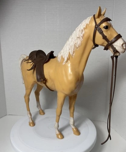 Vintage Marx USA Palomino Thunderbolt Horse with Saddle & Some Tack Incomplete