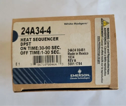 Emerson 24A34-4 Electric Heat Sequencer NEW