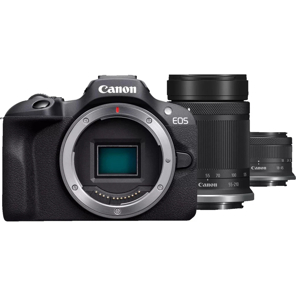 CANON EOS R100 Kit Systemkamera mit Objektiv 18-45 mm, 55-210 7,62 cm Display, W