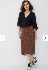 Anthropologie Maeve Mazie Cheetah Pleated Midi Skirt Size S Retail 88