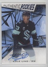 2021-22 Upper Deck SP Game Used Authentic Rookies Blue Kole Lind #144 Auto 0zi8