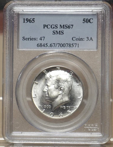 1965 SMS KENNEDY HALF DOLLAR PCGS MS67 (SP67) 078571