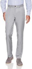 Amazon Essentials Slim Fit Flat-Front Dress Suit Trousers W31 L32 Light Grey
