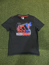 Adidas Black "Three Stripe Life" Short Sleeve Shirt Boys Size Medium 10-12