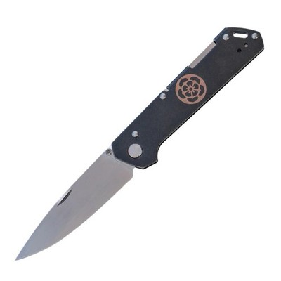 BRNLY Rebel Rose Engraved Boker Kihon Bifold Nail Nick - Black SS - MagnaCut