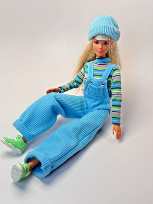 1997 Vintage Cool Blue Barbie Doll Overalls, Mattel #20122