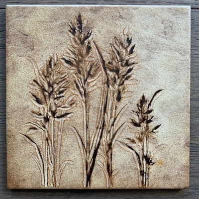 Ceramic Art Tile Floral Wheat Trivet LA Campanella Sassuolo Fall Color Italy 8x8