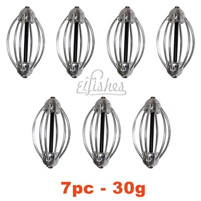 7x Carp Cask Steel Fishing Feeder 30g Bait Inline Coarse Fishing Terminal Tackle