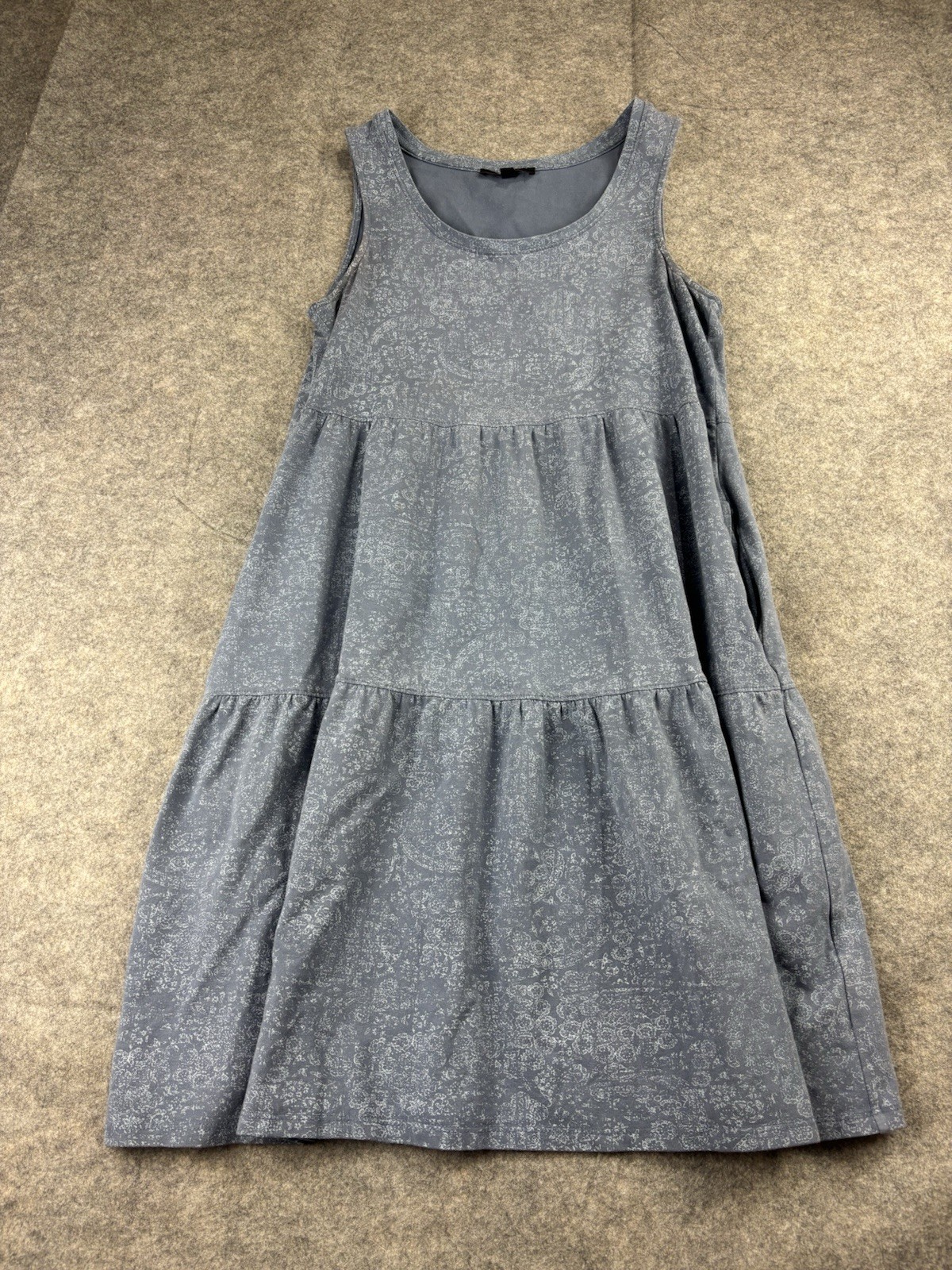 Frye Tiered Faded Bandana Dress Womens M Blue Paisley Pockets Western Boho Basic