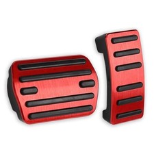 2PCS Anti-Slip Aluminum Brake Gas Pedal Pads,Auto No Drilling Accelerator RED