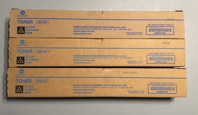 3x Genuine OEM Konica Minolta TN-514JK (A9E813C) Black Toner Cartridge