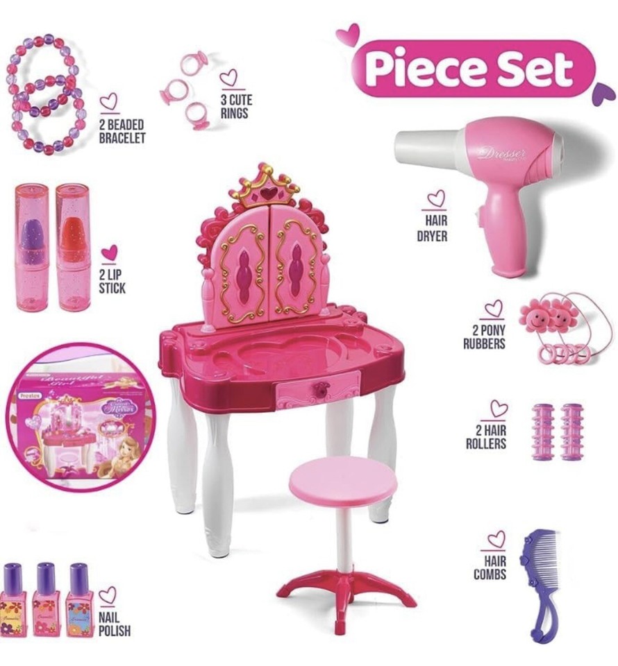 Dressing Table Stool For Kids, Children Dressing Table, Pink 9. 5D x