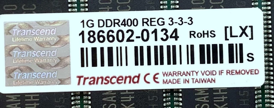 Transcend 186602-0134 1GB DDR400 Memory Module - Image 2 of 3