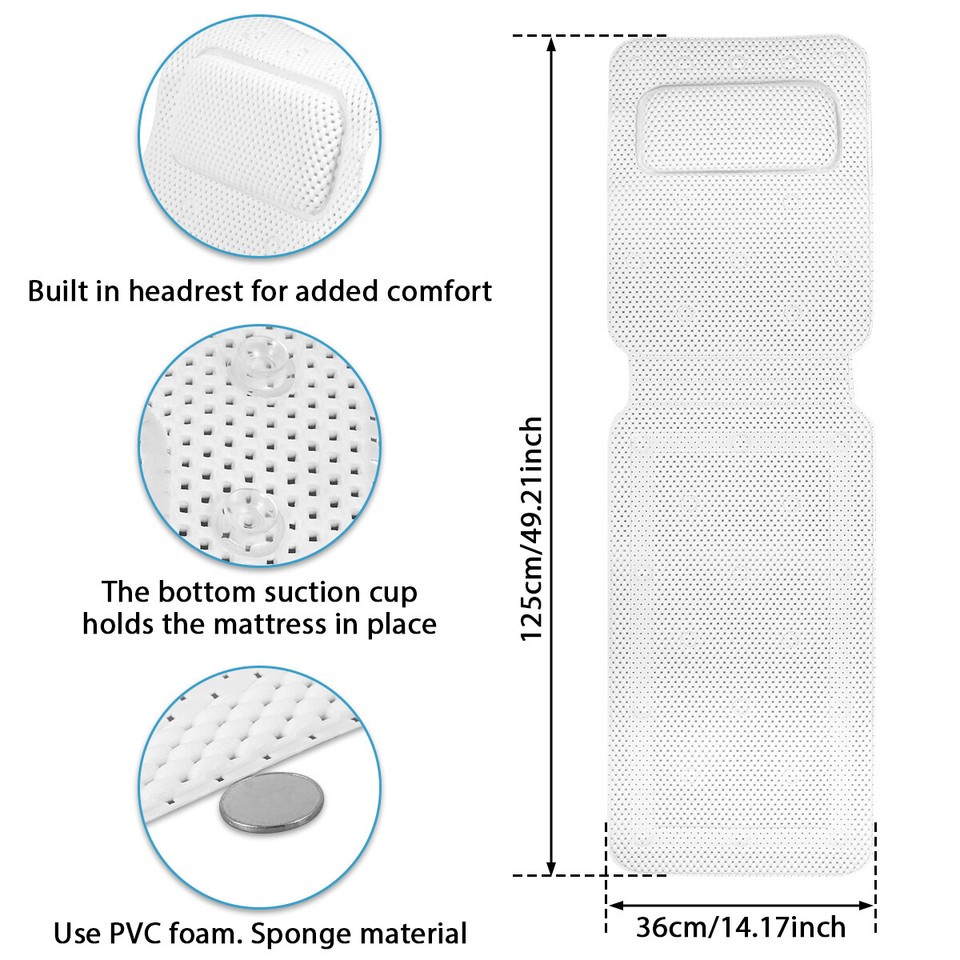 Full Body Bath Cushion Bath Pillow for Head and Neck Rest Bathtub