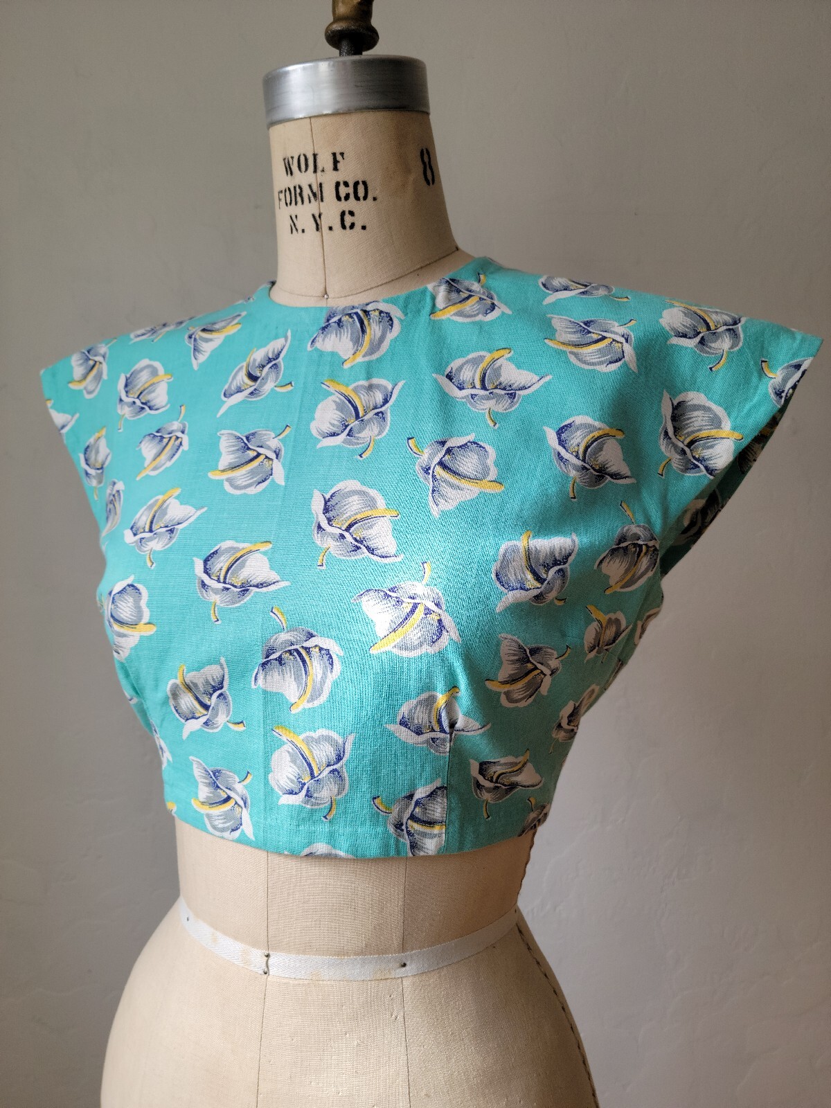 Handmade Vintage Cropped Top Vintage Feedsack Tur… - image 2