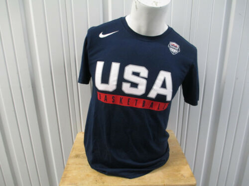 VINTAGE NIKE USA OLYMPIC BASKETBALL TEAM  DRI-FIT BLUE SMALL T-SHIRT PREOWNED - Picture 1 of 9