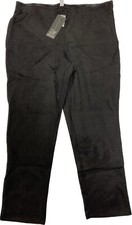 Marla Wynne Black Faux Suede Trouser Pants High Rise Side Zip Size US 20W NEW