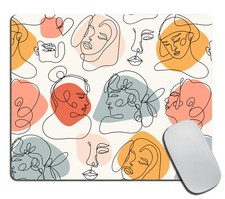 Pastel Abstract Faces Mouse Pad - Desk Accessories Mouse Mat Rectangle Gift f...