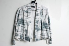 Eva Tralala Womens Linen Jacket - White Blue - Size Large L (B58)