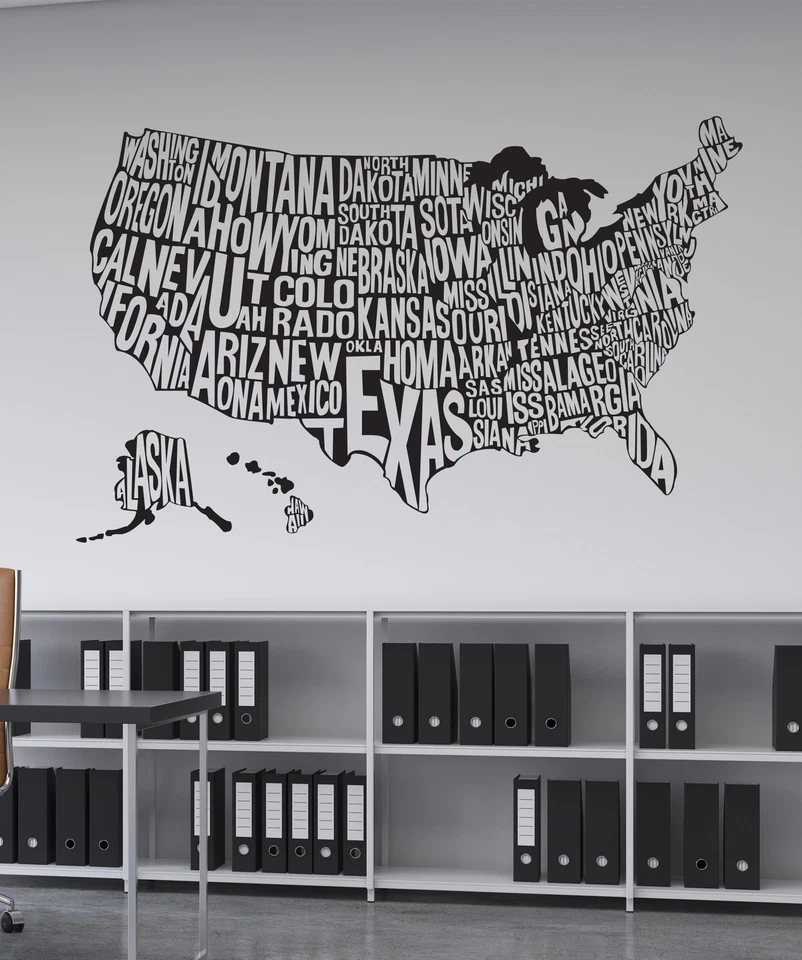 USA Map. United States of America Map wall decal. Office Wall Decor. Kid's Room. - Image 3 of 4