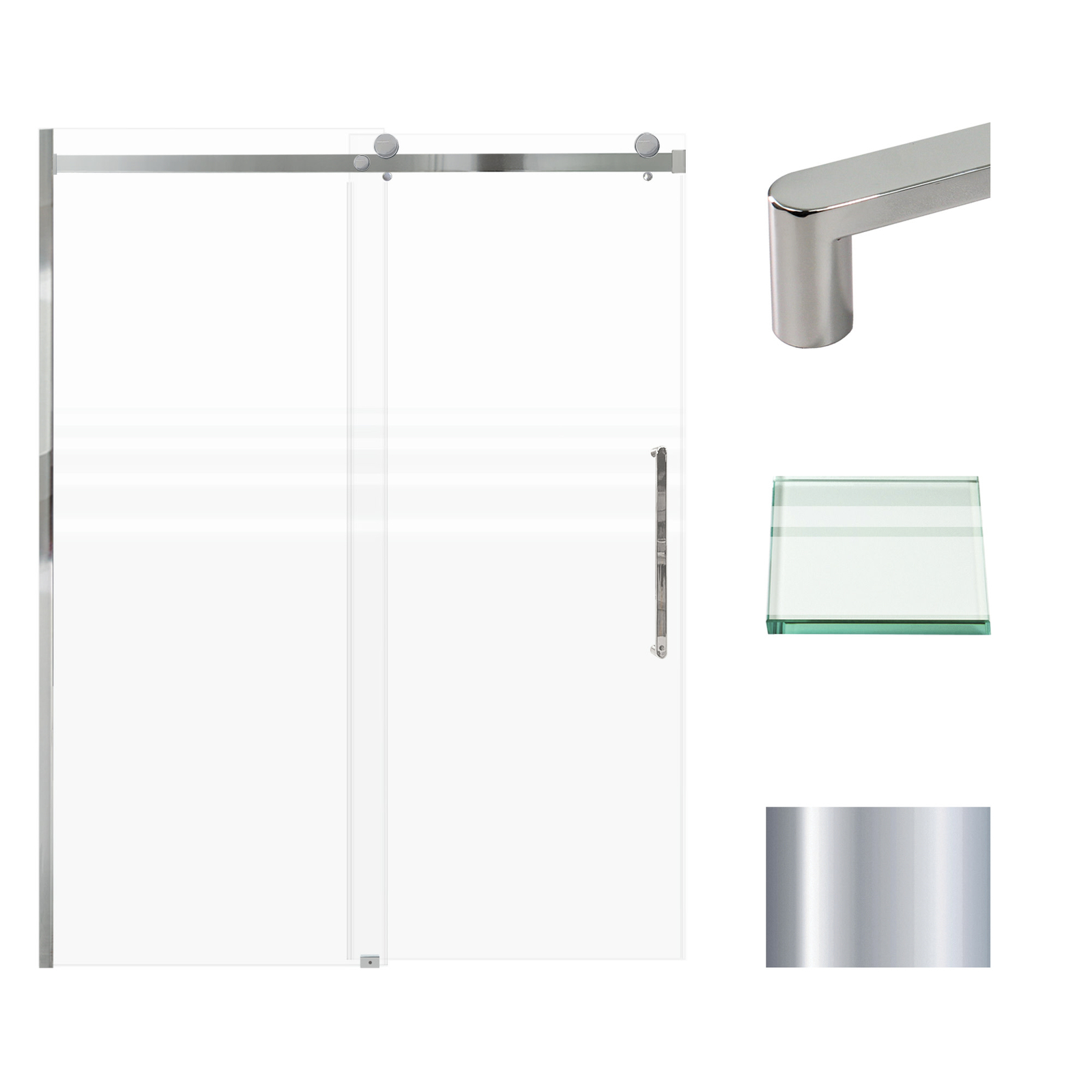 Transolid 76H x 60W Chrome Frameless Bypass Shower Door MBDT607608FR-R  