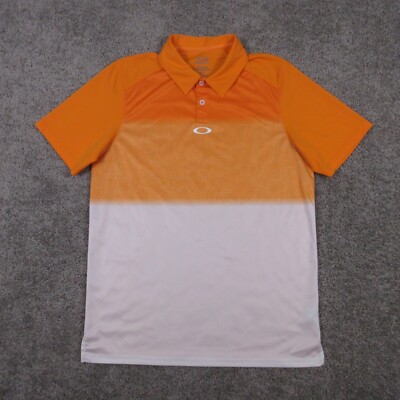 Oakley Polo Shirt Mens Small Orange Hydrolix Logo Stretch