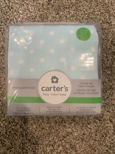 Carter's Baby Changing Pad Cover, light Turquoise Stars, One Size