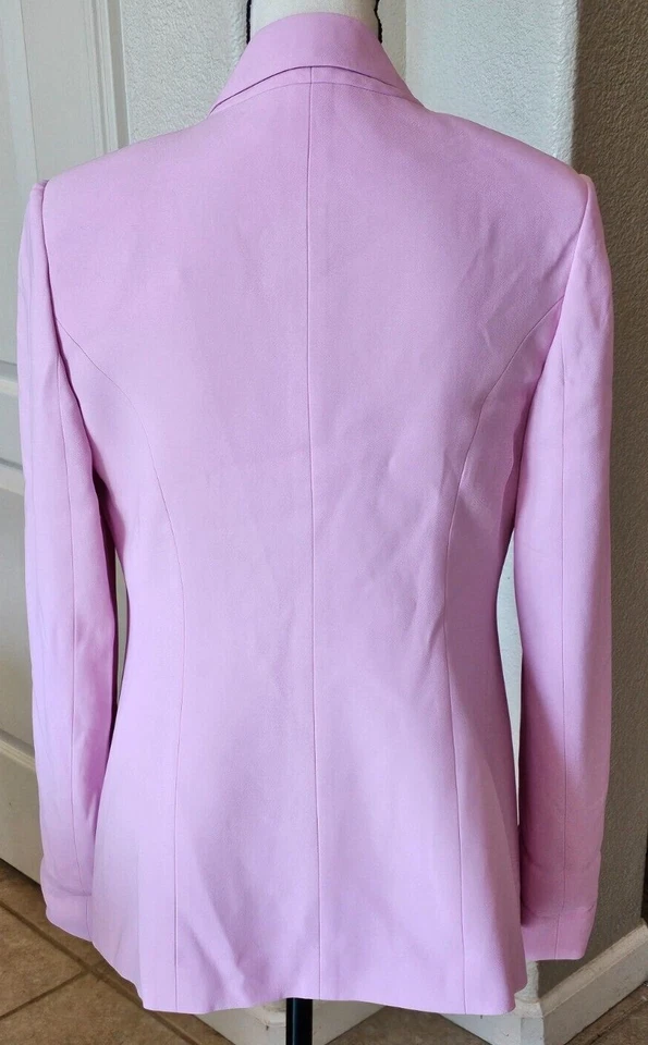 Blazer Brandon Maxwell Mujer Talla 8 Rosa Crepé en Rosa Bebé Top Carrera  Foto 2 de 4